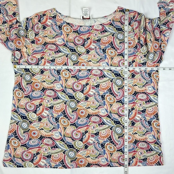 Talbots Vintage New Multi Color Scoop Neck Quarter Sleeve Stretchy Top - Picture 6 of 6